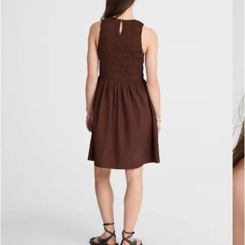 NWT Madewell The Melody Smocked Mini Dress Roasted Chicory Brown Size XL - Picture 12 of 13